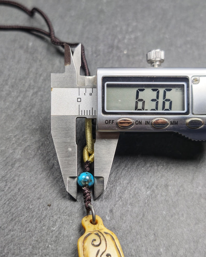 Antique Kapala Amulet - Vine Scroll Pattern Pendant - 43mm × 17mm