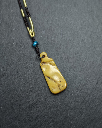 Antique Kapala Amulet - Vine Scroll Pattern Pendant - 43mm × 17mm