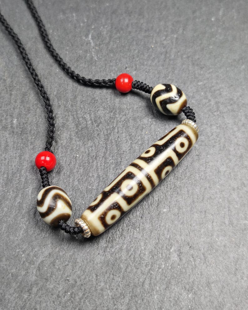 Antique 12 Eyes Dzi Bead Necklace | 54*12mm