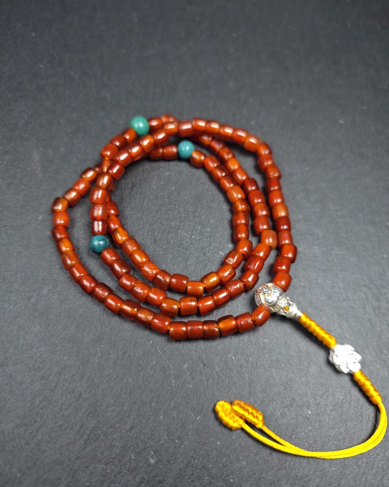 Authentic Old 6mm Pure Agate Necklace Mala - 32cm stretched