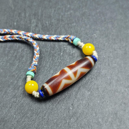 Vintage Fire Agate Dzi Necklace | 48*13mm