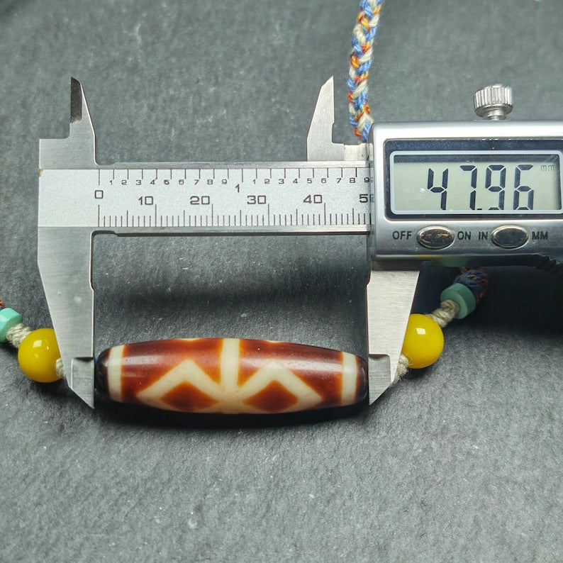 Vintage Fire Agate Dzi Necklace | 48*13mm