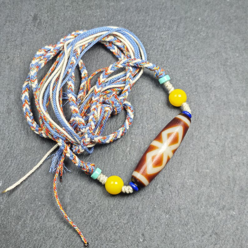 Vintage Fire Agate Dzi Necklace | 48*13mm