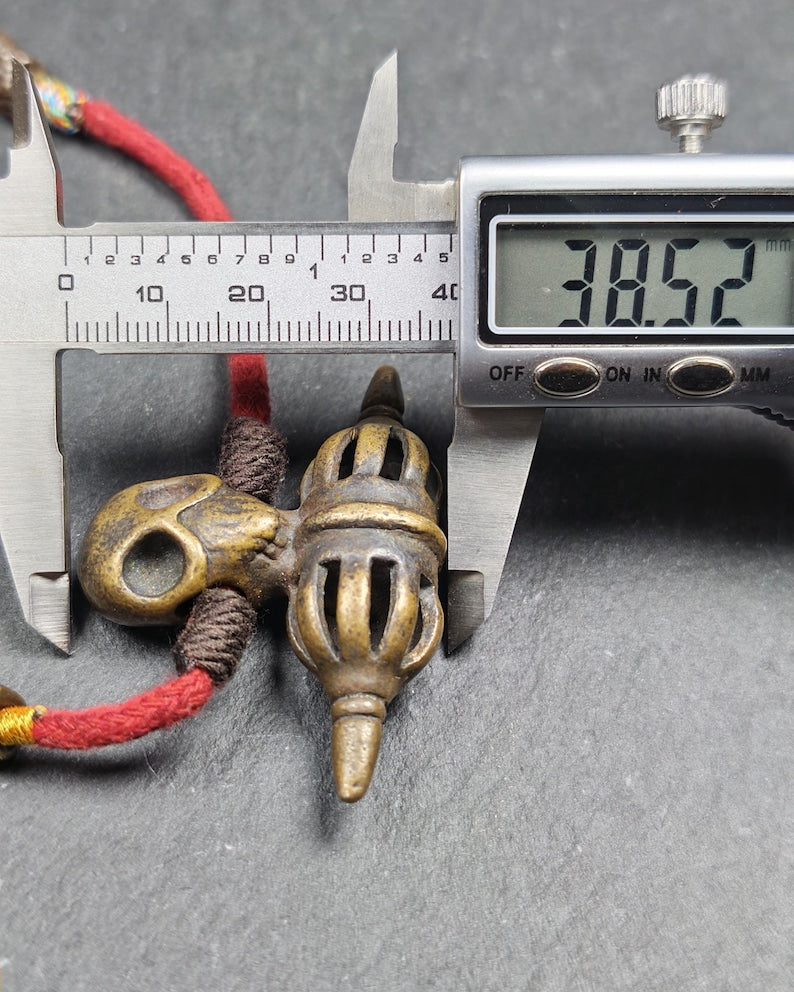 Authentic Old Citipati Skull Vajra Amulet - 53×38mm