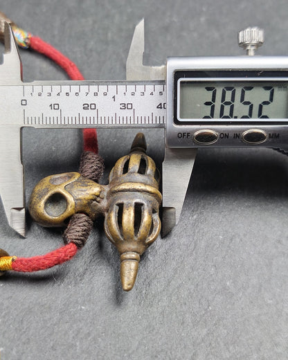 Authentic Old Citipati Skull Vajra Amulet - 53×38mm