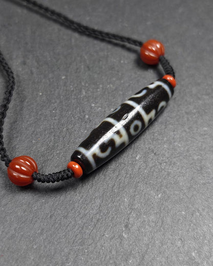 Dzi Neckalce - Guru Rinpoche Three Realms 3 Eyes Dzi Bead,50× 12 mm