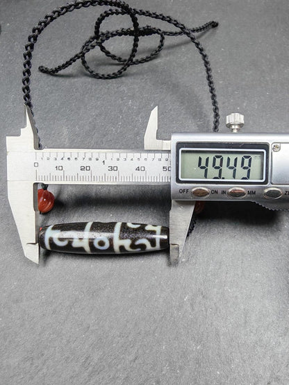 Dzi Neckalce - Guru Rinpoche Three Realms 3 Eyes Dzi Bead,50× 12 mm