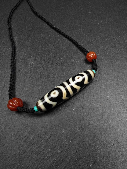 Mandala 6-Eyes Dzi Necklace