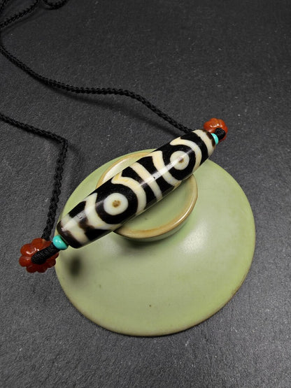 Mandala 6-Eyes Dzi Necklace