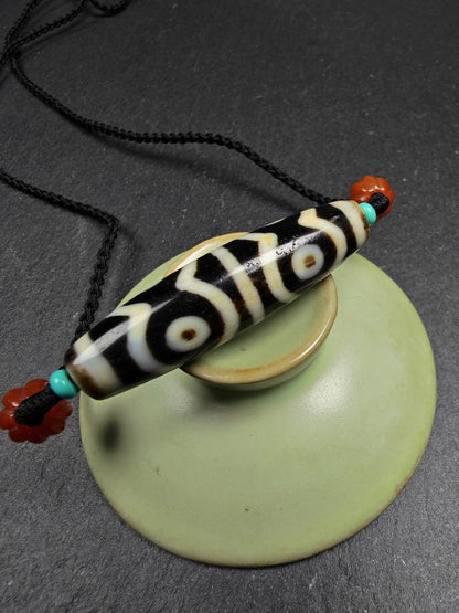 Mandala 6-Eyes Dzi Necklace