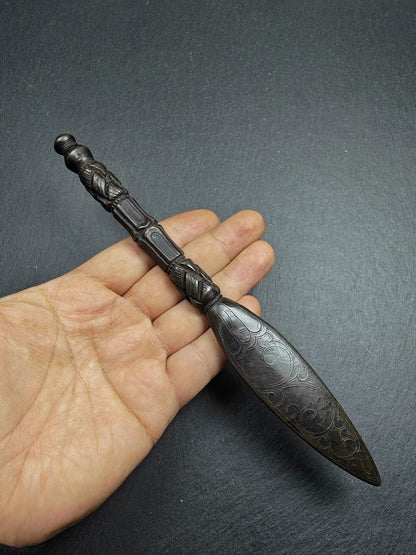 Old Black Vajra Sword of Manjushri - 21cm Length