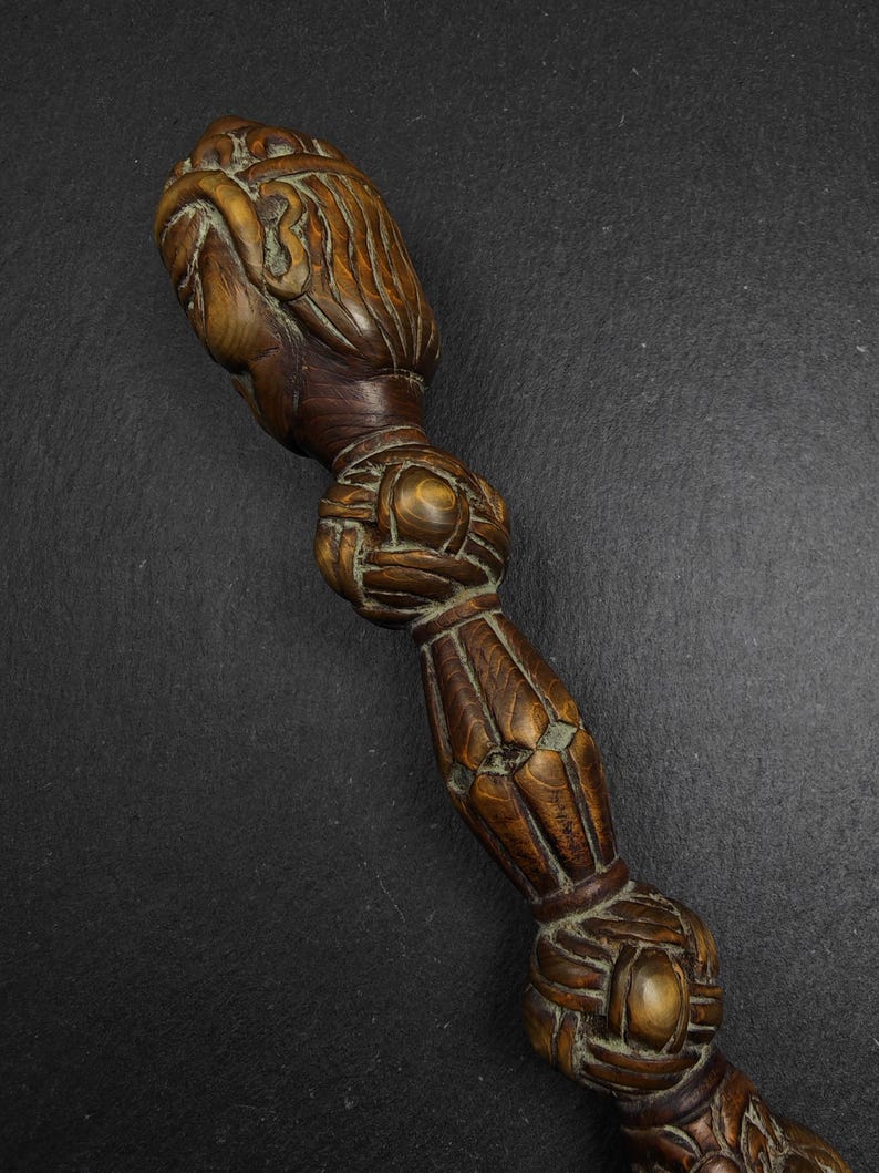 Wooden Carved Phurba - Tibetan Buddhism Ritual Implement
