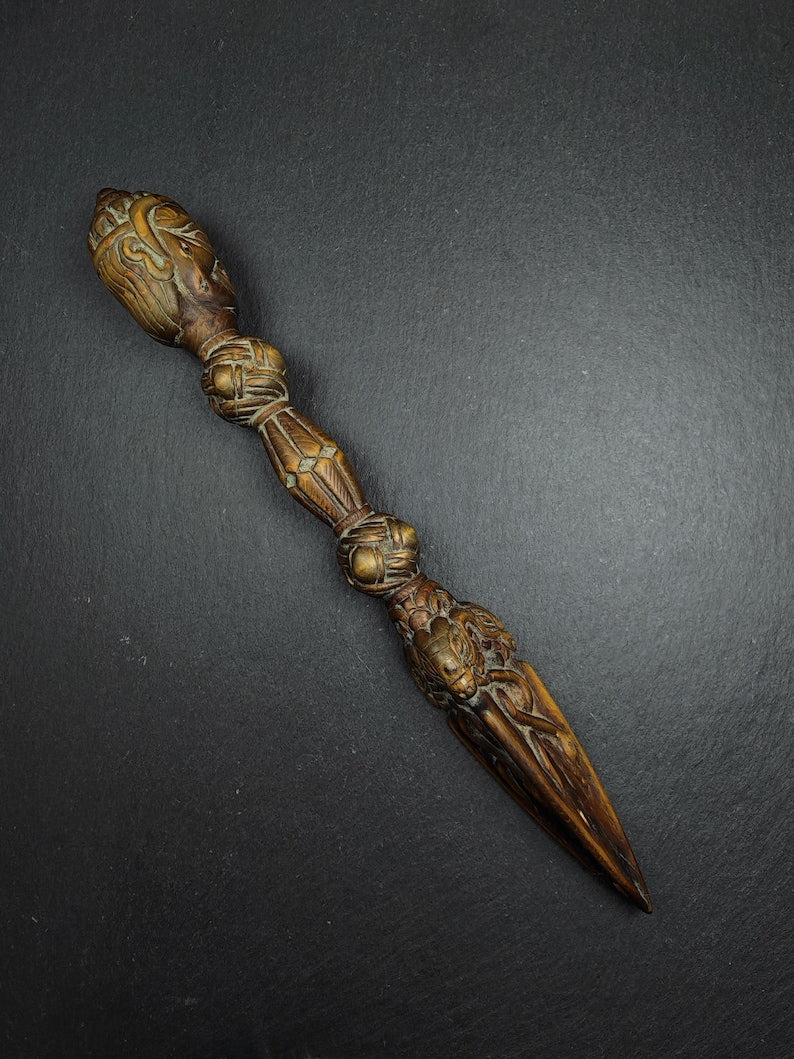 Wooden Carved Phurba - Tibetan Buddhism Ritual Implement