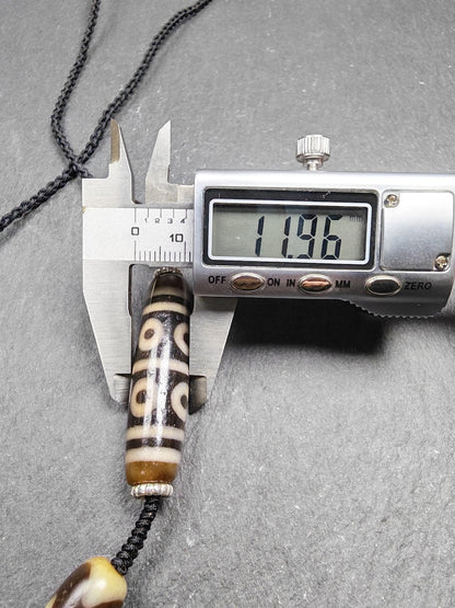 Dzi Necklace - 8 Eyes Mandala Dzi Amulet - 45×12mm