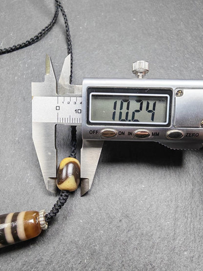 Dzi Necklace - 8 Eyes Mandala Dzi Amulet - 45×12mm