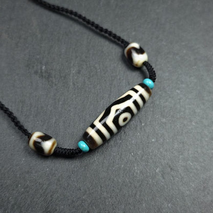 Vintage 3 Eyes Dzi Bead Necklace | 41*12mm