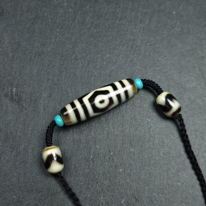 Vintage 3 Eyes Dzi Bead Necklace | 41*12mm