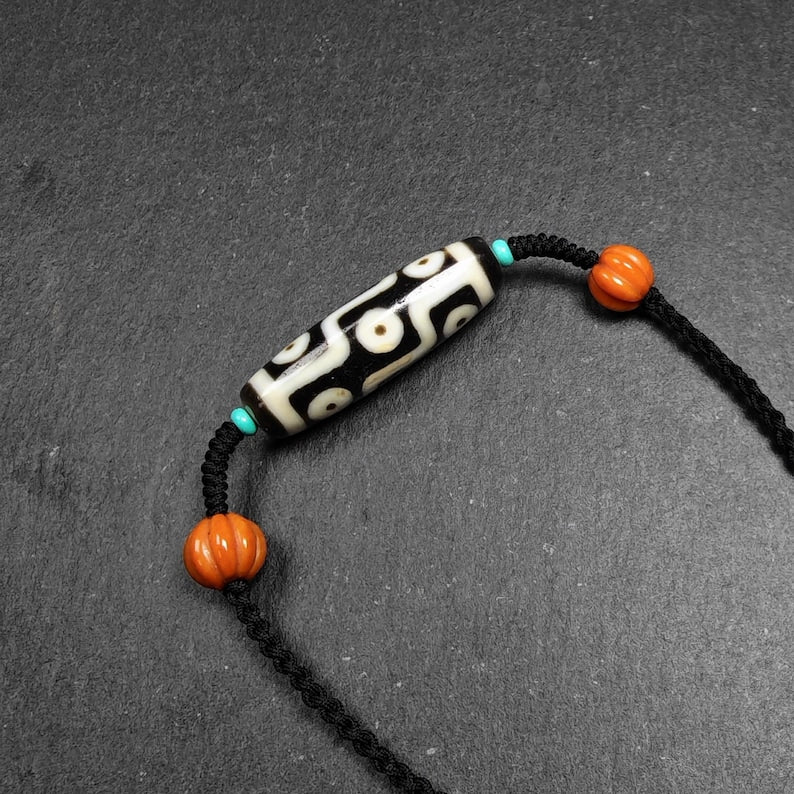 9 Eyes Dzi Bead Necklace 41*12mm