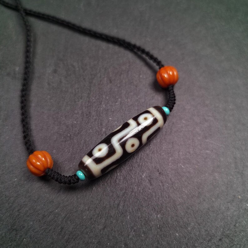 9 Eyes Dzi Bead Necklace 41*12mm