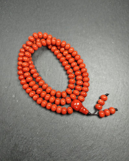 10mm Red Bamboo Coral Necklace Mala