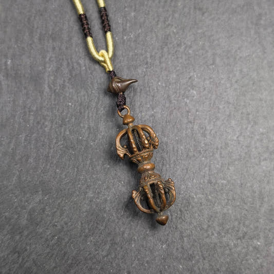 Tibetan Vajra Amulet - Protective Charm - 47 - Tibetan Buddhist amulet, front view