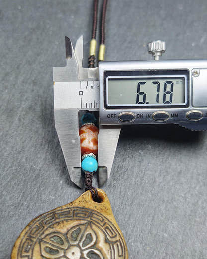 Authentic Kapala Amulet - Cross Vajra Charm - Tibetan Protective Pendant - Decad - Tibetan Buddhist amulet, size reference