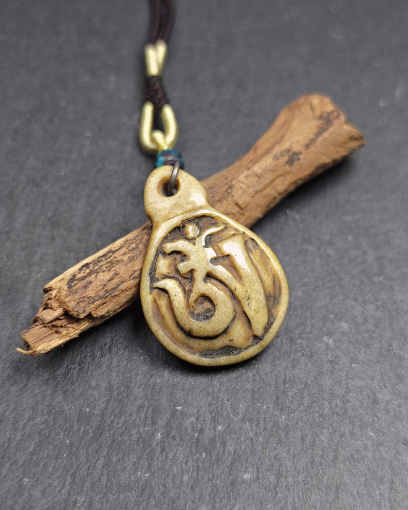 Antique Kapala Amulet - OM Letter - 45mm × 31mm - 40 Years Old