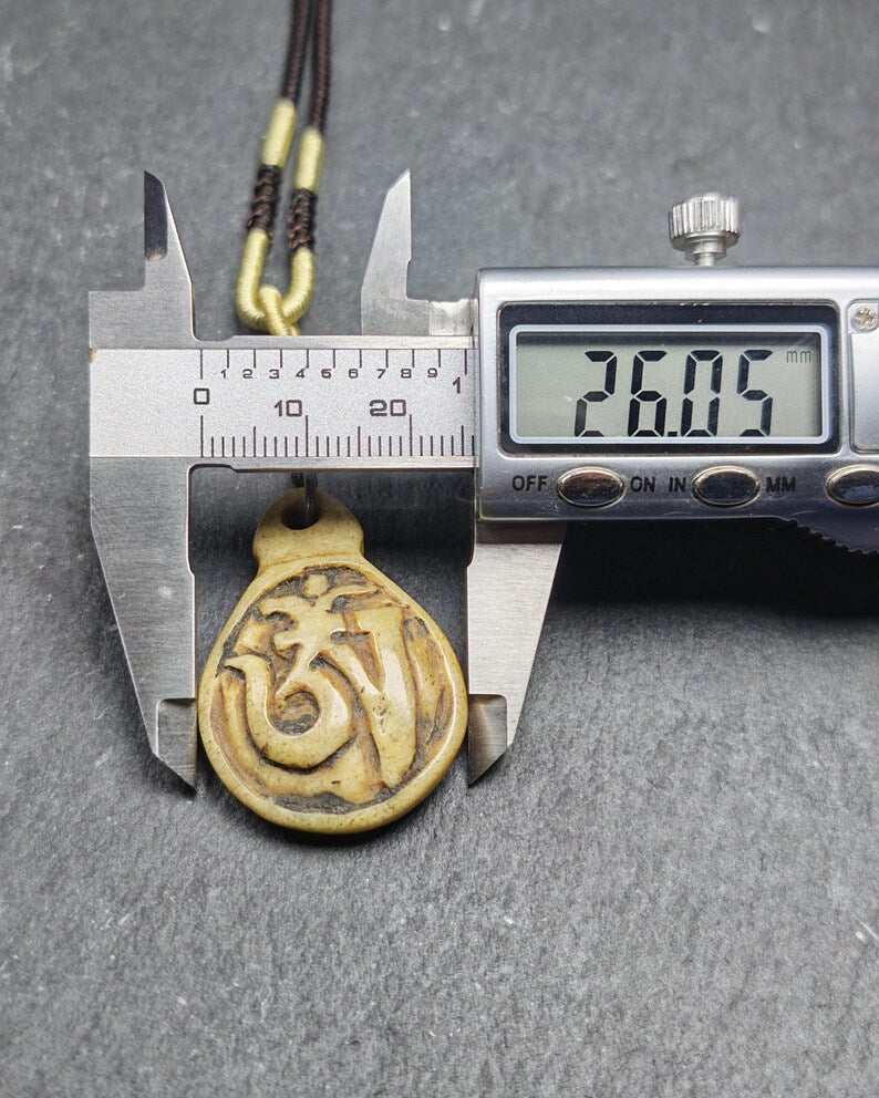 Antique Kapala Amulet - OM Letter - 45mm × 31mm - 40 Years Old