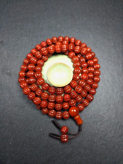 10mm Pure Agate Pumpkin Necklace Mala