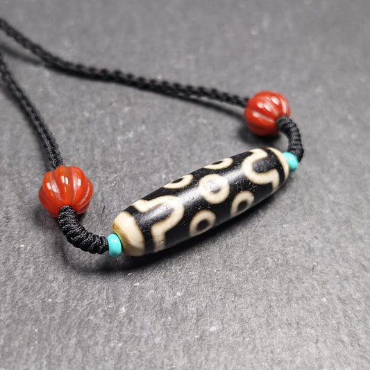 Antique 7 Eyes Dzi Bead Necklace | 38*11mm