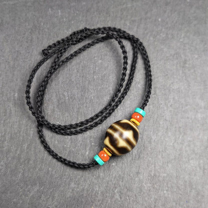 Tiger Tooth Dzi Bead Collarbone Pendant Necklace | 20*18mm