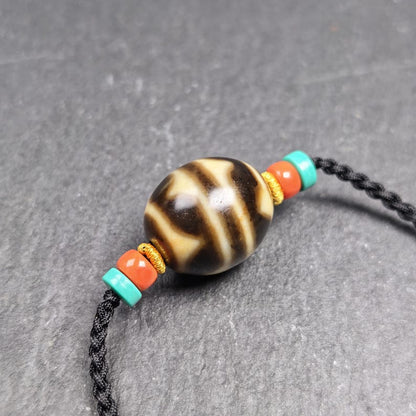 Tiger Tooth Dzi Bead Collarbone Pendant Necklace | 20*18mm