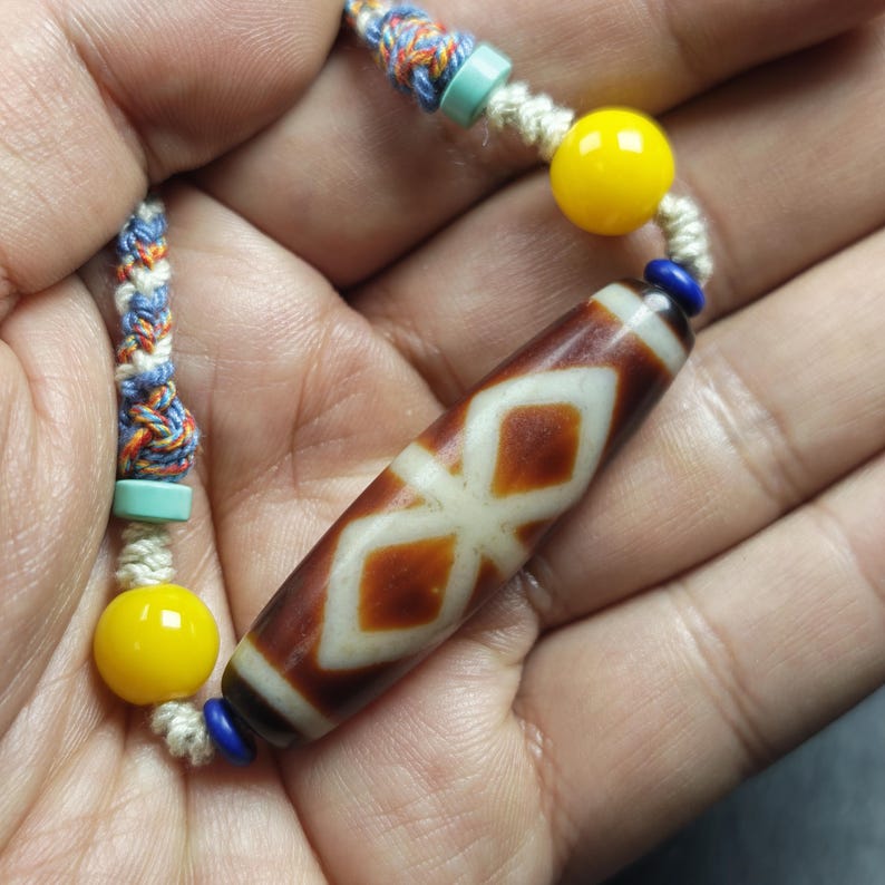 Vintage Fire Agate Dzi Necklace | 48*13mm