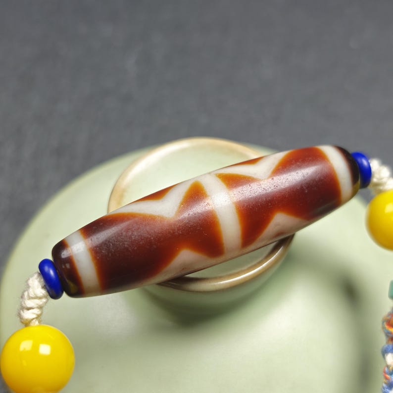 Vintage Fire Agate Dzi Necklace | 48*13mm