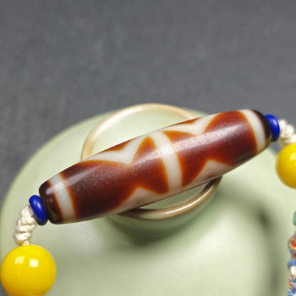 Vintage Fire Agate Dzi Necklace | 48*13mm