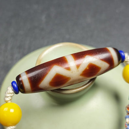 Vintage Fire Agate Dzi Necklace | 48*13mm