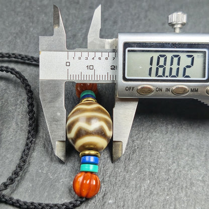 Dzi Bead Necklace - Wave Totem Dalo Dzi Clavicle Chain 20*18mm