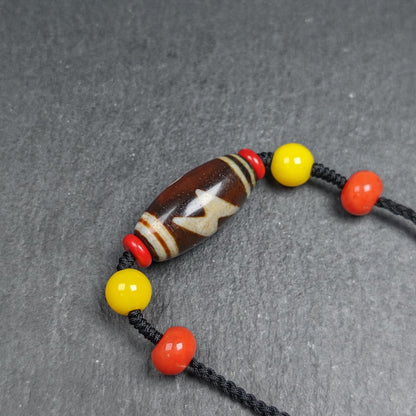 Fire Agate Thunder 5 Eyes Dzi Necklace 30*15mm