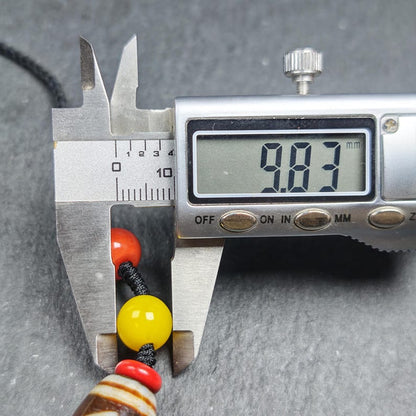 Fire Agate Thunder 5 Eyes Dzi Necklace 30*15mm