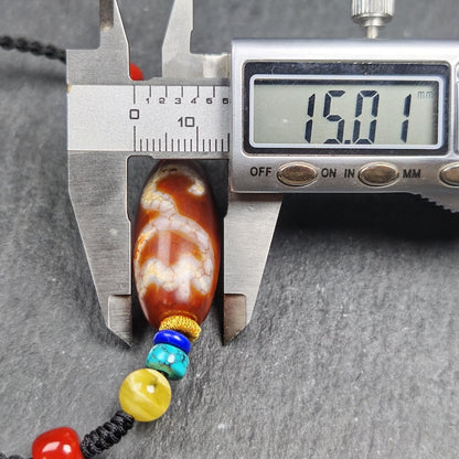 Vintage Fire Lotus Dzi Bead Necklace | 31*15mm