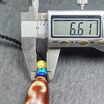 Vintage Fire Lotus Dzi Bead Necklace | 31*15mm