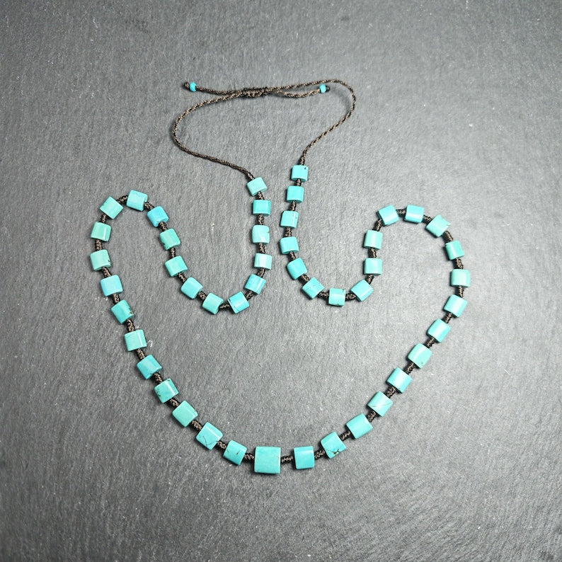 Turquoise Beads Necklace for Woman 40cm Length
