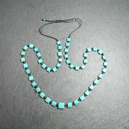 Turquoise Beads Necklace for Woman 40cm Length