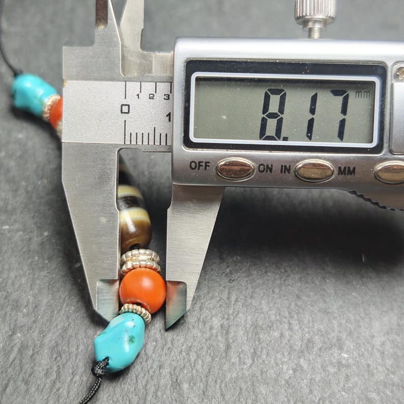 Antique 2 Eyes Dzi Bead Clavicle Necklace - Tibetan Buddhist bead necklace, view 15