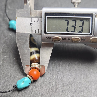 Antique 2 Eyes Dzi Bead Clavicle Necklace | 30*11mm