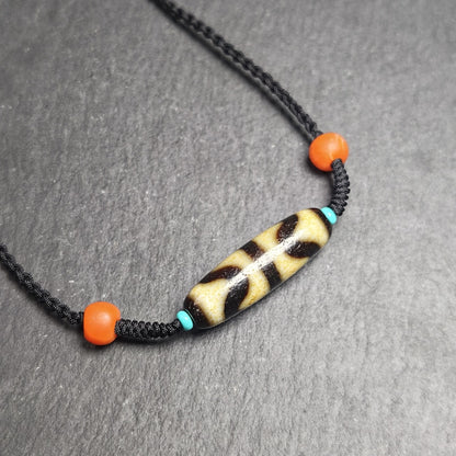Authentic Tiger Tooth Dzi Bead Necklace 36*11mm