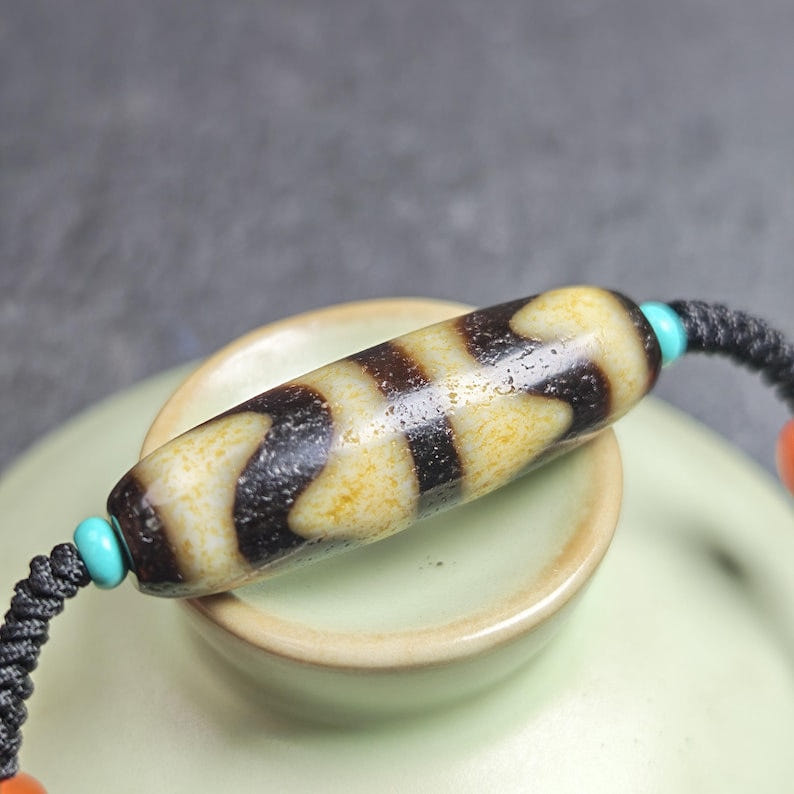 Authentic Tiger Tooth Dzi Bead Necklace 36*11mm - Tibetan Buddhist bead necklace, view 9
