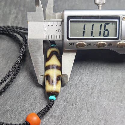 Authentic Tiger Tooth Dzi Bead Necklace 36*11mm - Tibetan Buddhist bead necklace, view 13