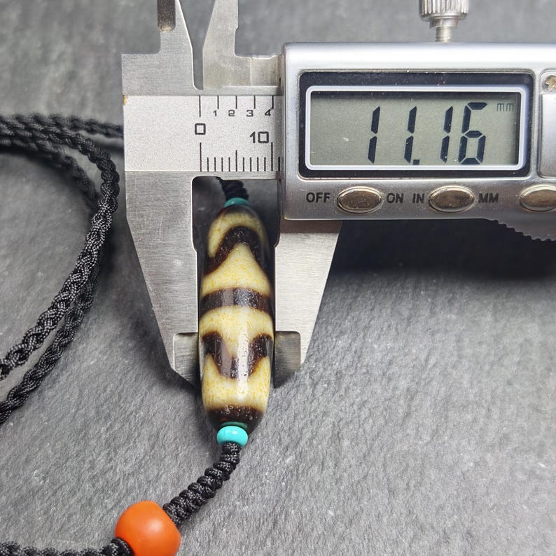 Authentic Tiger Tooth Dzi Bead Necklace 36*11mm - Tibetan Buddhist bead necklace, view 13
