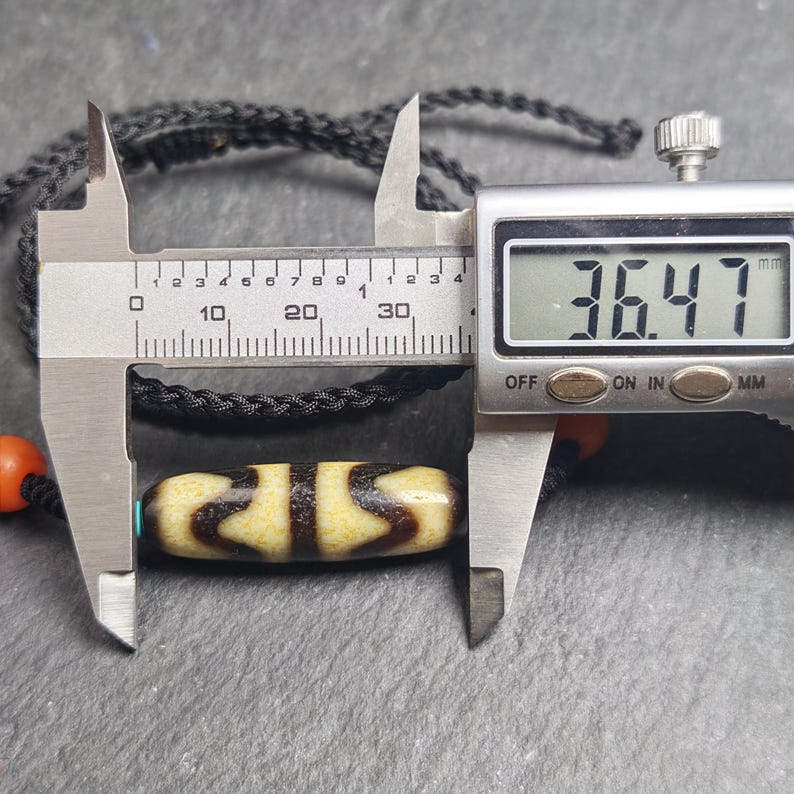 Authentic Tiger Tooth Dzi Bead Necklace 36*11mm - Tibetan Buddhist bead necklace, view 12